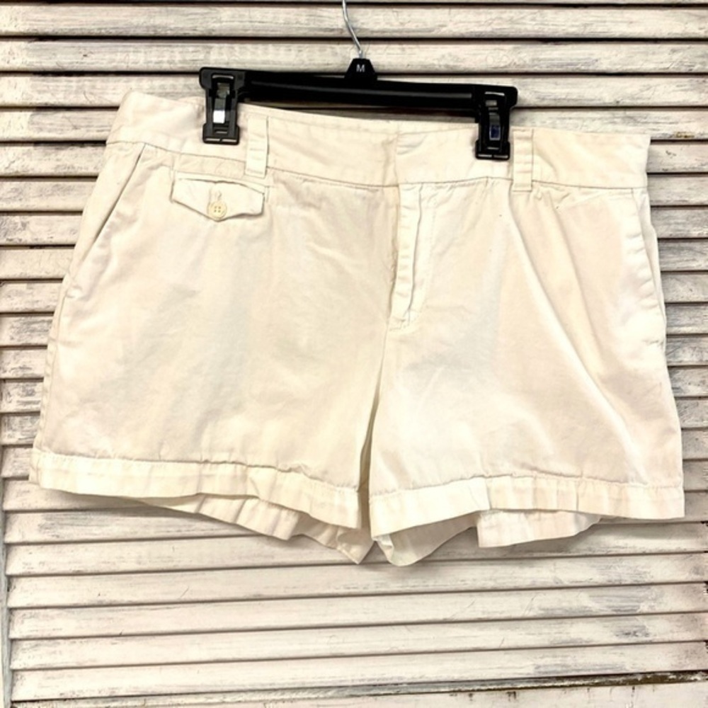 Ann Taylor Loft White Shorts size 12 5 Pocket Secure Zip Front